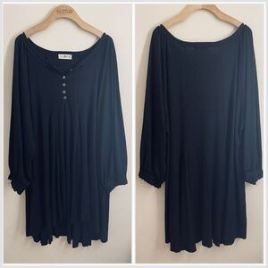 Natural Life Oversized Tunic Dress One Size Long Sleeve Button Front